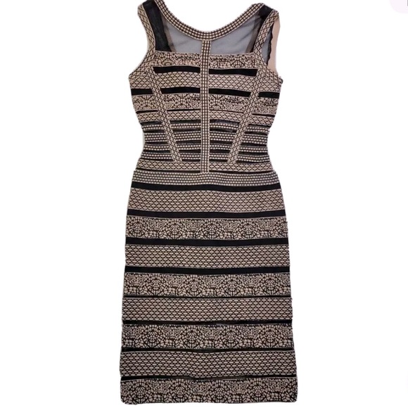 Gracia Dresses & Skirts - 🎉SUPER SALE EVERYTHING MUST GO! Bandage Dress Tan & Beige w Sheer Panels Size L